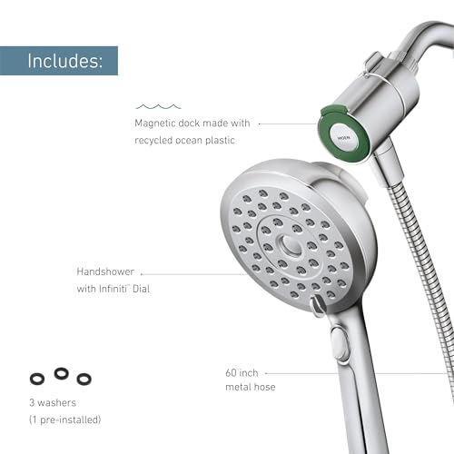 Moen Verso Chrome Handshower, Detachable Round Shower Head with Magnetix Docking System and 60" Hose, 220H2 by Moen - Image 3