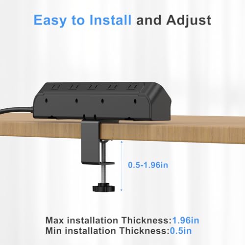 Image of BEVA Desk Clamp Power Strip 6FT, Desk Edge Mount Extension Cord with 10 Outlets, 20W Fast Charging Station, PD 20W USB C Ports, Fit 1.96 inch Tabletop Edge, Etl List