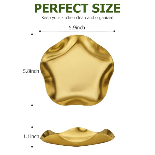 Image of VanlonPro Stainless Steel Spoon Rest, Spatula Ladle Holder, Stainless Steel Utensil Spoon Rest Holder, Brushed Finish, Dishwasher Safe 5.9 Inch (Flower Gold 1PC)