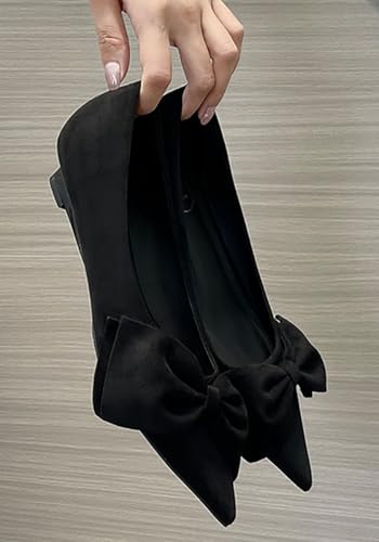 Niction Suede Bow Flats for Women Casual Pointed Toe Flat Shoes Cute Mary Jane Ballet Flats Shoes Comfortable Dressy Work Flat 20253