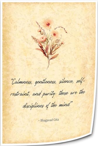 Zhahugge Bhagavad Gita Quotes Wall Decor Prints Quote Posters Art Hanging Vertical Pictures Printed...