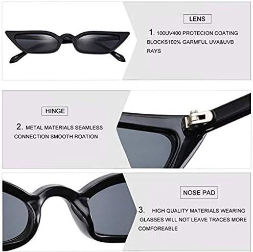 Small Cat Eye Sunglasses for Men and Women Skinny Retro Frame Y2K Shades Trendy Fun Fashion Glasses - Image 7