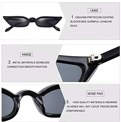 Image of W&Y YING Small Cat Eye Sunglasses for Men and Women Skinny Retro Frame Y2K Shades Trendy Fun Fashion Glasses