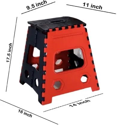Image of 18 Inch Super Strong Folding Step Stool to Support Adults. Opens Easy with One Flip. Great for Kitchen, 90 kg Capacity, Bathroom, Bedroom, Kids or Adults (Multi, Pack of 1)