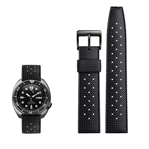 Bracelet montre caoutchouc fluor tropical anti poussière souple pour boîtier 20mm