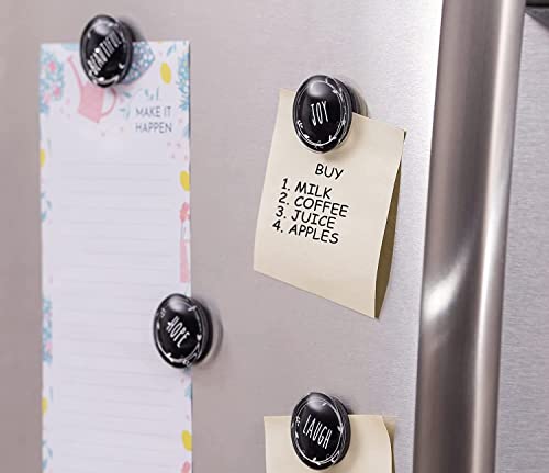 Babypop! Newest Design Black 12 Pack Round Glass Refrigerator Magnets, Trendy Inspirational Magnet Gift Set For Fridge Cute Decorative Motivational Whiteboard Magnets For Office Locker Home & Kitchen #TOP4