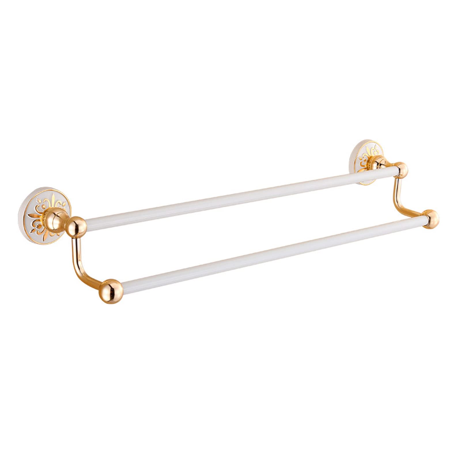 Toalleros de aluminio espacial, color blanco, soporte de toalla de doble barra de montaje en pared, autoadhesivo, sin taladrar, toallero esencial para baño