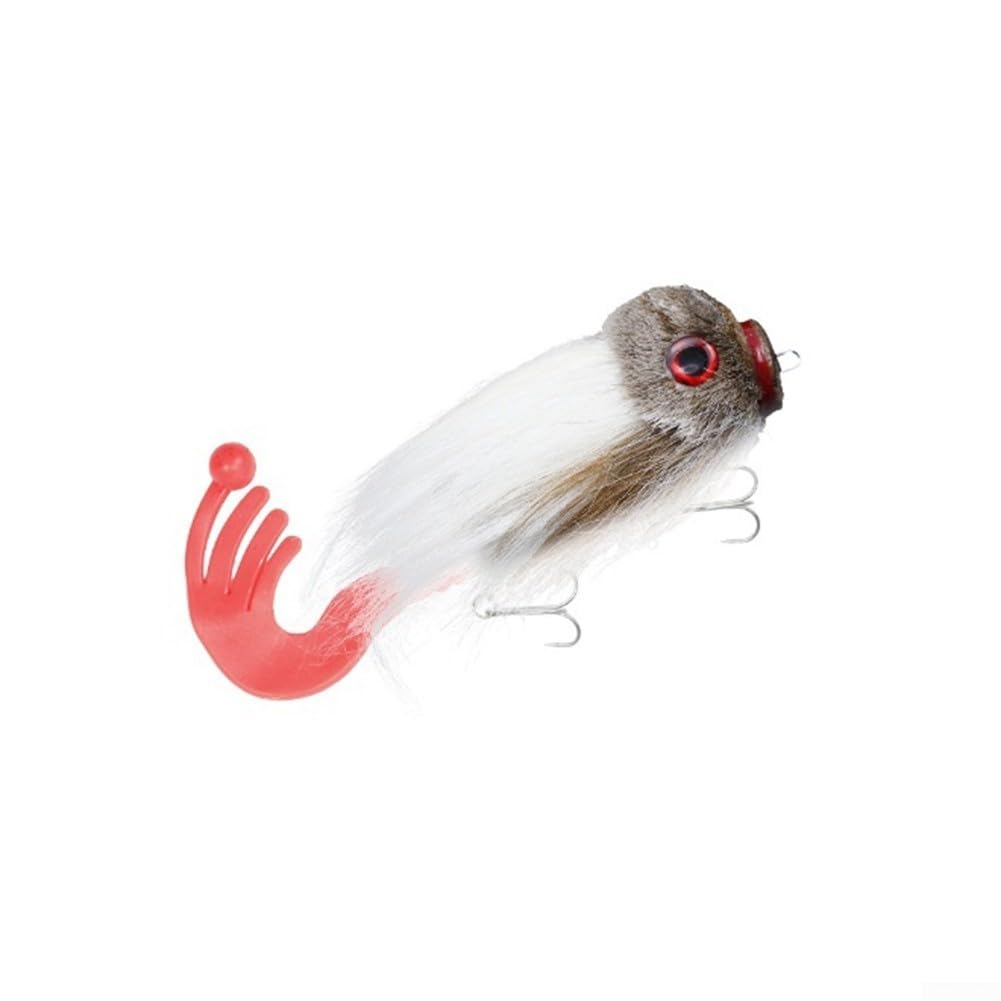 Rosewood Handmade for MINI Mouse Swimbait Designed for Musky, Bass & Pike, Featuring Solid Rig Sinking Hardbait with Natural Deer Hair Craftsmanship for Enhanced Fishing Performance (White)