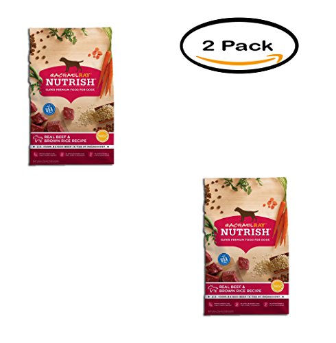 Rachael Ray Nutrish Pack of 2 Natural Dry Dog Food, Real Beef and Brown Rice Recipe, 14 lbs