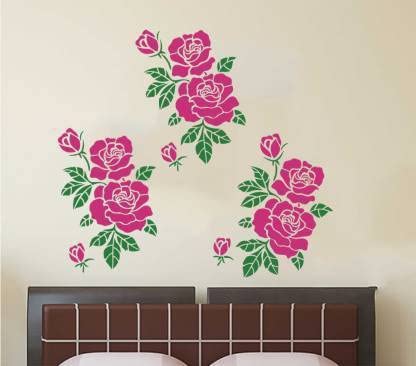 ARandNJ Stencils for Wall Painting Pack of 1 (Size:- 16X24 Inch) Pattern Theme - Rose Flower DIY Reusable Design Suitable for Home Wall Decor (B0BM6DGGKG) Amazon Price History, Amazon Price Tracker