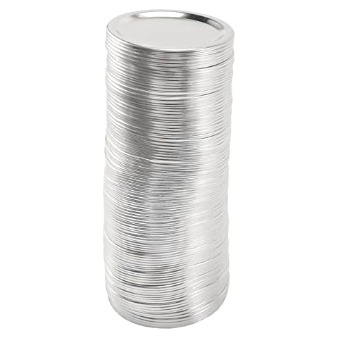 Tbkoly 100 Pcs Regular Mouth 70MM Mason Jar Canning Lids, Reusable Leak Proof Split-Type Silver Lids with Silicone Seals Rings Cover