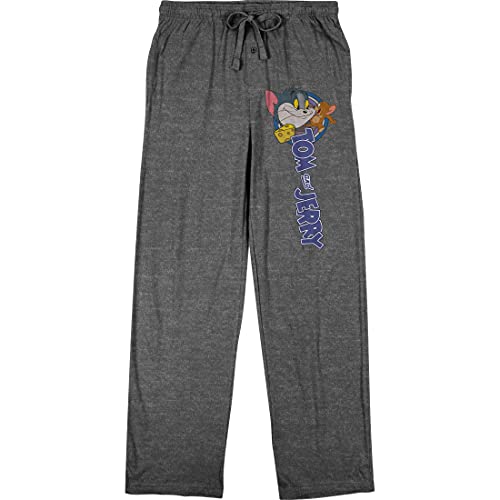Tom and Jerry Classic Cartoon Characters Men's Charcoal Grey Sleep Pajama Pants