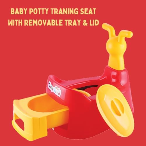 Image of Nabhya Potty Toilet Trainer Seat /Chair with Lid and High Back Support for Toddler Boys Girls (Age 7 Months to 3 Years) (Red)