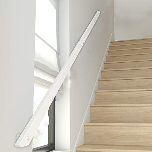 Genérico Brazo Pasamanos de Escalera, Madera Blanca, Antideslizante, Barra de Escalera, Barra de Soporte para Pasillo, Loft, Villa, Montaje en Pared Interior y Exterior, Railhand ()