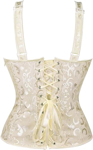 Image of Women's Lace up Gothic Jacquard Shoulder Straps Tank Overbust Shaper Corset Bustiers Top
