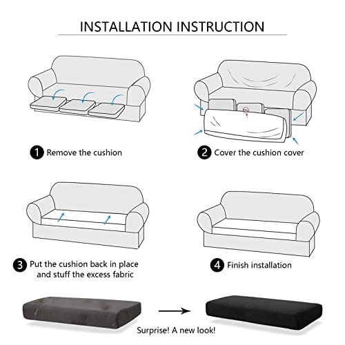 Surwin Jacquard Sofa Cushion Cover Couch Seat Covers Sofa Seat Cushion Slipcovers Sofa Cover, Plush Winter Warm High Stretch Fabric Washable Summer Furniture Protector (Green,Large Headrest)