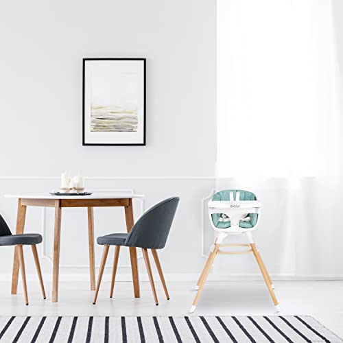 Evolur Ann Beechwood 4-In-1 Highchair | 360 Seat Rotation | Booster Seat | Floor Chair | Bar Stool Chair | 5 Point Safety Harness | Blue #TOP1