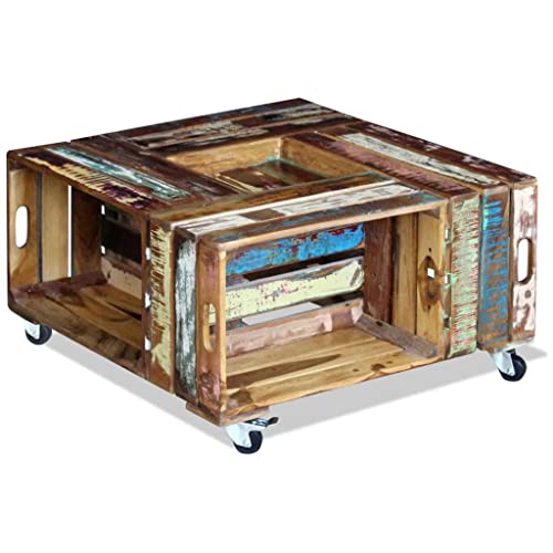 Table basse bois massif de r&eacute;cup&eacute;ration authentique pour meuble de s&eacute;jour
