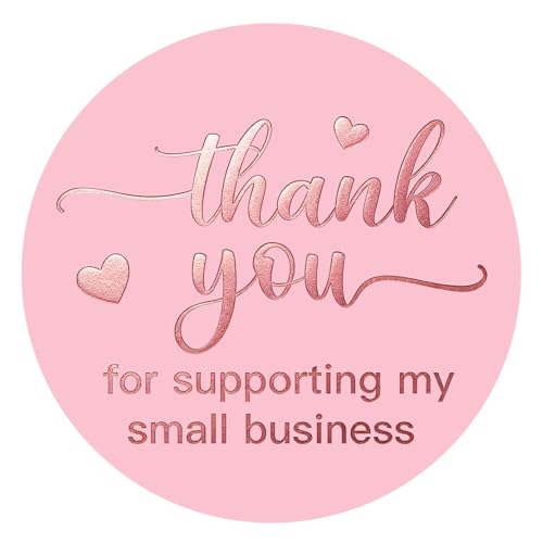 100 X Thank You for Supporting My Small Business Stickers, Blush Pink Thank You Stickers for Small Business Packaging, Rose Gold Foil Labels for Gift Bags, Envelopes & Order Packaging, 1.6'' (Pink)