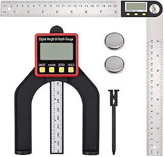 Proster Digital Depth Gauge And 8 Inch Digital Angle Finder Protractor Set Tool Stainless Steel for Woodworking Construction Repairing