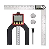 【Medidor de Profundidad】Medición Horizontal y Vertical. Apertura de Profundidad de 50 mm. Pantalla grande LCD para una fácil lectura. Adecuado para ajustar la profundidad del cortador en la maquina rebajadora o fresadora manual.