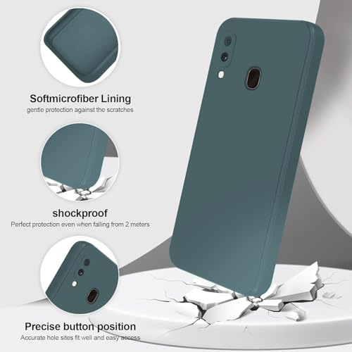 Image of DIZORO Microfiber Candy Case Compatible for Samsung Galaxy A20 /A30, Shockproof Slim Back Cover Liquid Silicone Bumper Camera Protective Phone Cover (Forest Green)