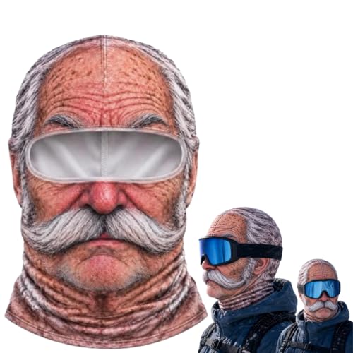 Funny Old Man Ski Mask Balaclava, Realistic Full Face Cover for Men Women - image 1