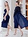 SUNNYBUY Elegant 2 Piece Maternity Dress with Mesh Cardigan, Strapless Ruffle Maxi Gown Cocktail Dresses for Baby Shower, Navy M