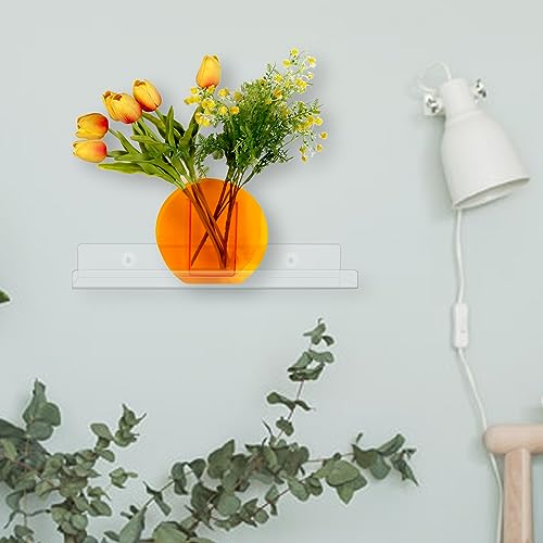 Pitbvo Acrylic Shelves, 4 Pack 15 Inch Floating Wall Mounted Shelves, Funko Pop Display Case, Invisible Kids Book Shelf, Picture Ledge Shelf Decor Accents, Kids Room Bathroom Shelves #TOP7