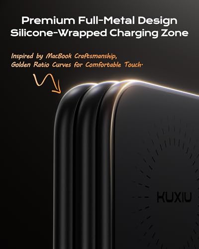 Image of KU XIU Qi2.2 25W Magnetic Wireless Charger, Foldable 3 in 1 Travel Charging Station for iPhone 17 /16 /15 /14 /13 /12, 5W for Apple Watch & AirPods, Aluminum Alloy Design, 45W GaN Adapter Included, Black