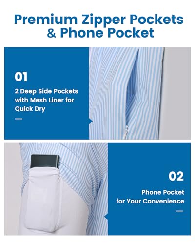 Maamgic 2 In 1 Mens Swim Trunks 7 Inch Swim Shorts Swim Suits Board Shorts Blue Stripe-White Medium thumb #2
