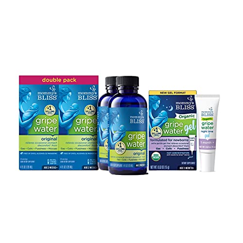 Image of Mommy's Bliss Gripe Water Original 4 Fl Oz (Pack of 2) with Organic Gripe Water Night Time Gel 0.53 Oz (Pack of 1)