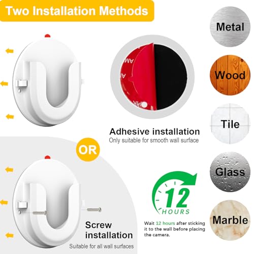 Image of 2 Pack Adhesive Wall Mount Bracket for Ring Indoor Cam,Strong VHB Stick On,No Drilling Camera Mount for Ring,Two Ways Installation with Tape and Screws