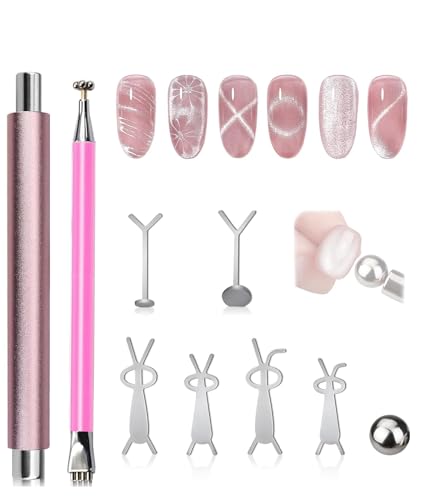 9Pcs Cat Eye for Nail Art Tools, Cat Eye for Nails Accessories, Cat Eye Nail Tool Kit, Professional Nail Art Tools for DIY at Home or Salon, Portable and Easy to Use