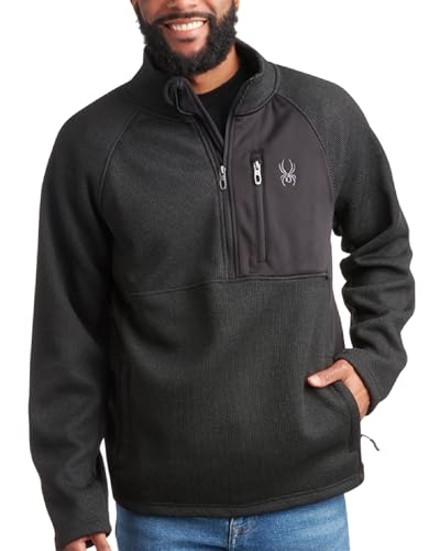 Spyder Mens Quarter Zip Pullover Sweatshirt - Classic Fleece 1/4 Zip Pullover Mens Golf Shirts for Workout Hiking Running