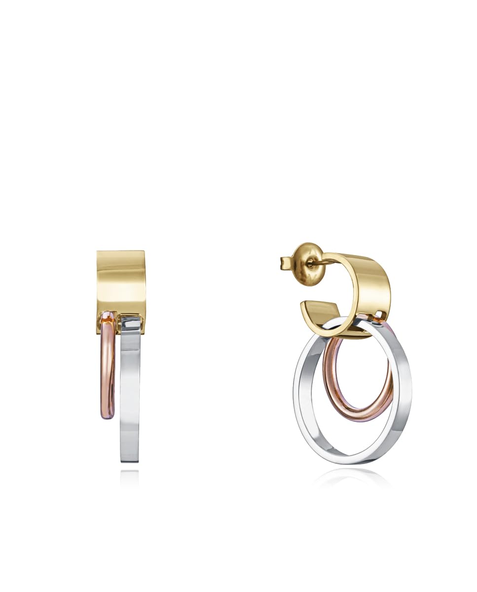 Viceroy 14087E01019 - Pendientes Viceroy Fashion de acero e ip rosa y dorado para mujer - 14087E01019