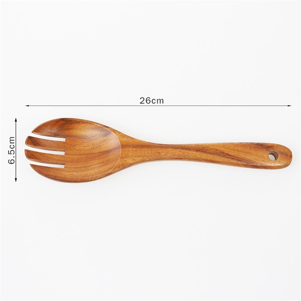 Salatgabel Löffel Salatlöffel- und -Gabel-Set aus Holz für Mischen von Fruchtnudelgerichten