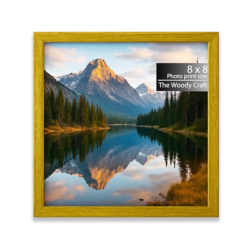 Image of Square Frame 8x8 inch | Cheerful Photo Frames For Wall Decor | Wall Frames That Brighten Any Room | Classic Wooden Photo Frame | Yellow Frames For Wall Decor | Wedding Photo Frame (8x8 inch, Yellow)