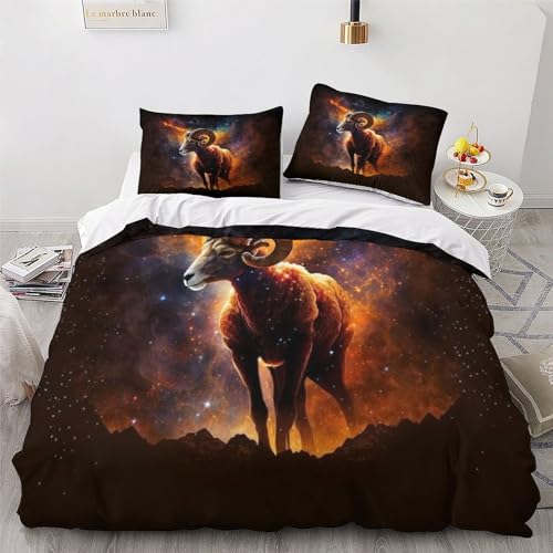 Parure de lit chèvre king anti-plis en microfibre douce 3 pièces