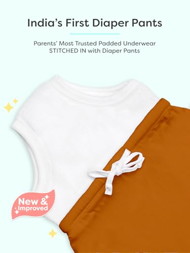 Image of superbottoms Diaper Pants | Cotton Baby Cotton Pants with Attached Padded Underwear | Ideal for Diaper-Free Time, Outings & Potty Training | Unisex | Soft Fit