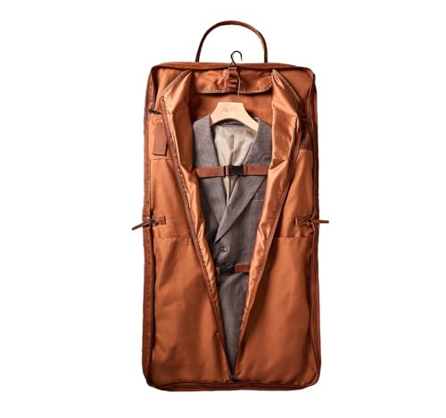 Personalized Leather Garment Bag, Travel Suit Cover Bag with Multiple Pockets, Customizable Monogram (Brown)4