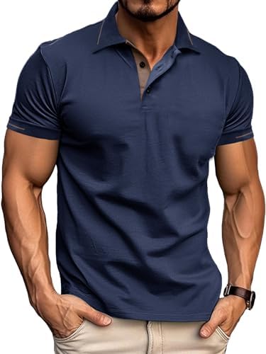 Comilaka Herren Poloshirt Kurzarm Polo Kontrast Polohemd Baumwolle M-4XL | Poloshirts,Golf,Casual,Klassisches,T-Shirt,Freizeit,Sommer,Regular Fit