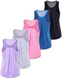 5 Pack Women's Mesh Tank Tops Workout Racerback Loose Athletic Gym Yoga Top