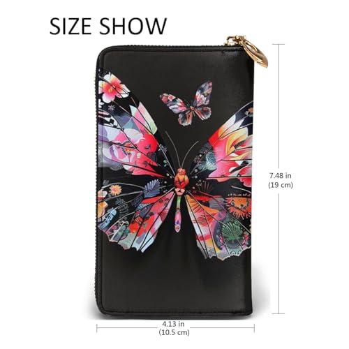 Pretty Butterfly Print Printed Long Wallet for Women Men Cute PU Leather Wallet with Coin Purse and Credit Card Holder 5