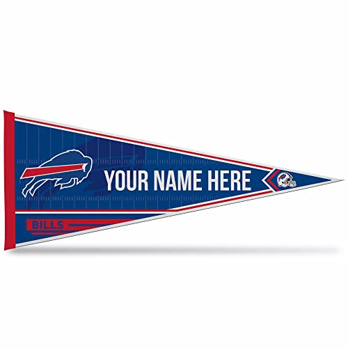 Image of Rico Industries NFL Football Buffalo Bills Personalized - Custom 12 inch x 30 inch Soft Felt Pennant - EZ to Hang