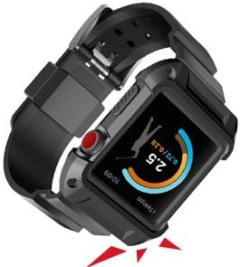 Compatible with Watch Case with Band 42mm, Rugged Protective Case with Sport Bands Replacement for Watch Series 3/2/1 42mm Black