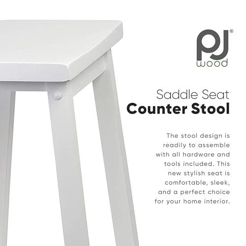 PJ-Wood-24-Inch-Tall-Easy-Assemble-Backless-Solid-Wood-Saddle-Seat-Kitchen-Counter-Stool-with-Classic-and-Modern-Design-White-Set-of-2 PJ Wood 24 Inch Tall Easy Assemble Backless Solid Wood Saddle Seat Kitchen Counter Stool with Classic and Modern Design White Set of 2