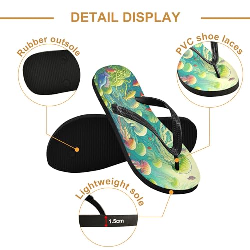 Burbuja Artistic Jellyfish Flip Flops for Women Men, Soft Thong Sandals Rubber Slippers for Pool Beach Essentials3