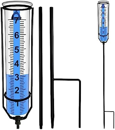 Ammoniakt Rain Gauge - Freeze-Proof Rain Gauge Outdoor with Sturdy Stake, Large Clear Numbers, and Adjustable Height - Stylish and Practical Rain Measuring Tool for Garden, Lawn, Patio, and Farm Use