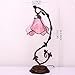 WERFACTORY Tiffany Lamp Pink Stained Glass Table Lamp, Metal Leaf Table Desk Reading Light 8X10X21 Inches Decor Small Space Bedroom Home Office S701 Series